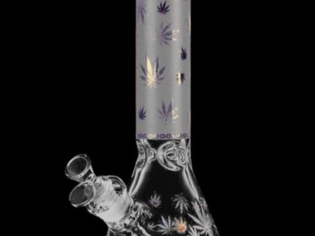 Foil Canna-Leaf Print Beaker Bong For Sale