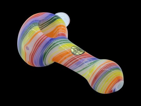 LA Pipes  Rainbow Spirals  White Glass Pipe Online Hot Sale