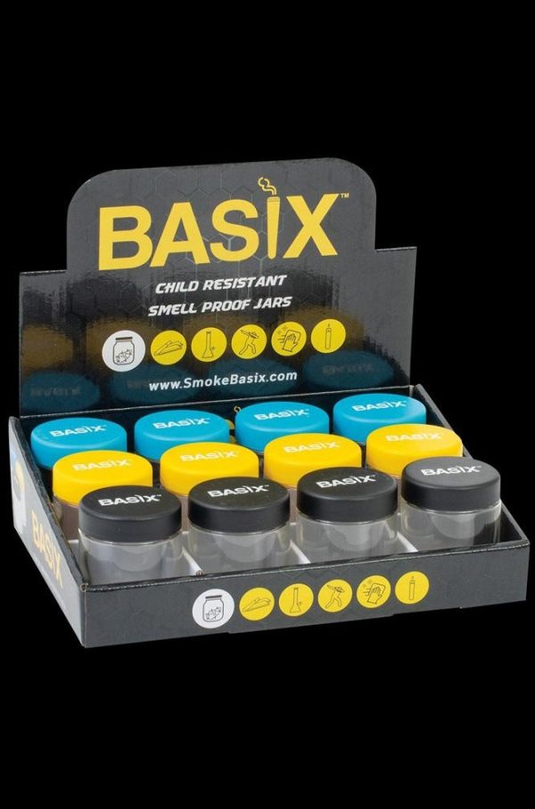 Basix Childproof Glass Stash Jar | 12pc or 24pc Displays Online