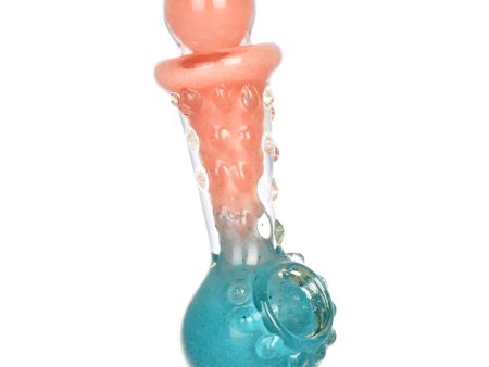 Pastel Ombre Textured Glass Hand Pipe with Marbles For Discount