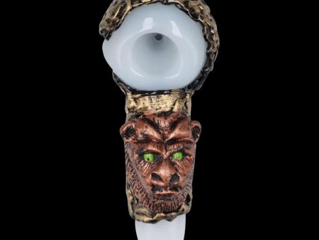 Glass Spoon Pipe with Gargoyle Face - Bronze Sale