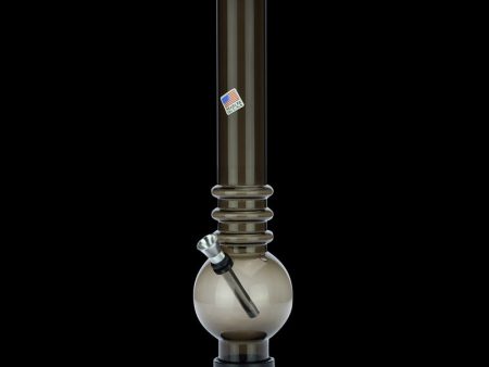 Acrylic Straight Bubble Base Bong with Raised Grip | Black Fashion