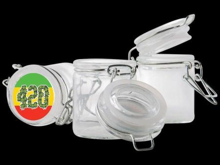 420 Glass Jar with Clamp - 12 Pack Hot on Sale