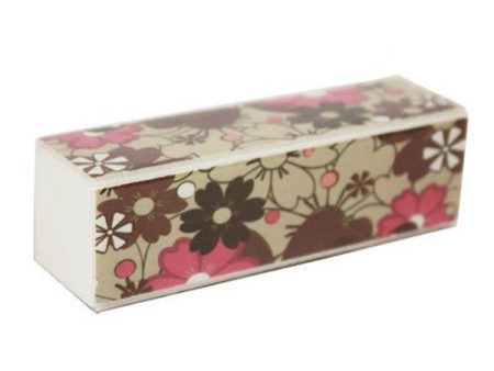 DIAMOND - 4-Sided Foam Nail Block Floral Print Pink Flowers - 1 Block Online Hot Sale